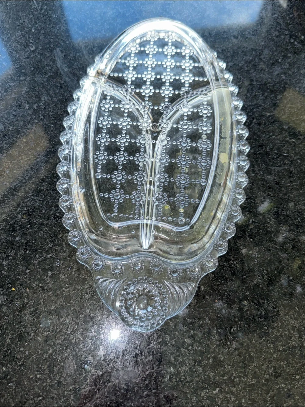 Vintage Clear Glass Divided multiple textured serving piece Classic pattern